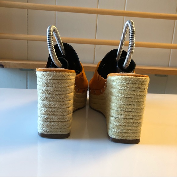 * ZARA Orange Faux Suede Espadrille Wedge Platform Women’s Size 39 Sandals - Picture 8 of 15